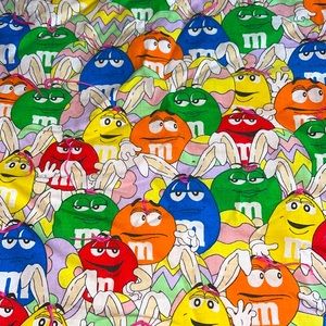 Handmade M&M's Candy Easter Eggs Bunny Ears Baby Blanket 42x41